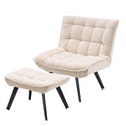 Modern white soft velvet material accent chair with ottoman by La Spezia additional picture 5