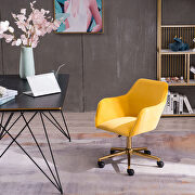 Yellow velvet fabric adjustable height office chair with gold metal legs by La Spezia additional picture 6