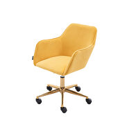 Yellow velvet fabric adjustable height office chair with gold metal legs by La Spezia additional picture 7