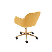 Yellow velvet fabric adjustable height office chair with gold metal legs by La Spezia additional picture 8