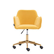 Yellow velvet fabric adjustable height office chair with gold metal legs by La Spezia additional picture 10