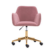 Pink velvet fabric adjustable height office chair with gold metal legs by La Spezia additional picture 11