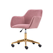 Pink velvet fabric adjustable height office chair with gold metal legs by La Spezia additional picture 12