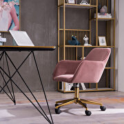Pink velvet fabric adjustable height office chair with gold metal legs by La Spezia additional picture 14