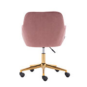 Pink velvet fabric adjustable height office chair with gold metal legs by La Spezia additional picture 15