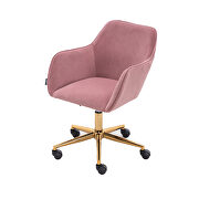 Pink velvet fabric adjustable height office chair with gold metal legs by La Spezia additional picture 4