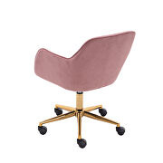 Pink velvet fabric adjustable height office chair with gold metal legs by La Spezia additional picture 10