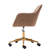 Light coffee velvet fabric adjustable height office chair with gold metal legs by La Spezia additional picture 11