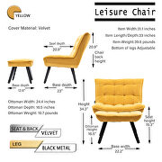 Modern yellow  soft velvet material accent chair with ottoman by La Spezia additional picture 7