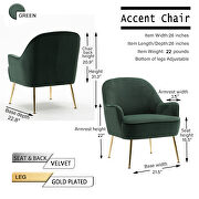 Modern soft velvet material dark green ergonomics accent chair by La Spezia additional picture 9