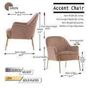 Modern new soft coffee velvet material ergonomics accent chair by La Spezia additional picture 8