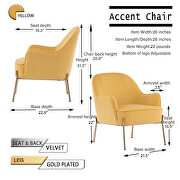 Modern new soft yellow velvet material ergonomics accent chair by La Spezia additional picture 7