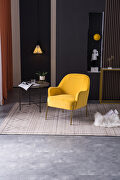 Modern new soft yellow velvet material ergonomics accent chair by La Spezia additional picture 9