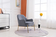 Modern new soft gray velvet material ergonomics accent chair by La Spezia additional picture 9