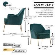 Modern new soft green velvet material ergonomics accent chair additional photo 4 of 16