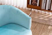 Cyan velvet accent chair with gold metal legs by La Spezia additional picture 3