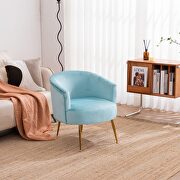 Cyan velvet accent chair with gold metal legs by La Spezia additional picture 4
