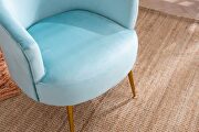 Cyan velvet accent chair with gold metal legs by La Spezia additional picture 8