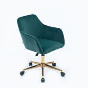 Dark green velvet fabric adjustable height office chair with gold metal legs by La Spezia additional picture 15