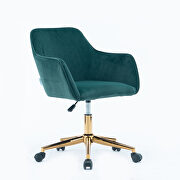 Dark green velvet fabric adjustable height office chair with gold metal legs by La Spezia additional picture 3