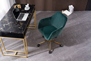 Dark green velvet fabric adjustable height office chair with gold metal legs by La Spezia additional picture 7