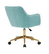 Light blue velvet fabric adjustable height office chair with gold metal legs by La Spezia additional picture 2