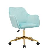 Light blue velvet fabric adjustable height office chair with gold metal legs by La Spezia additional picture 11