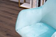 Light blue velvet fabric adjustable height office chair with gold metal legs by La Spezia additional picture 3
