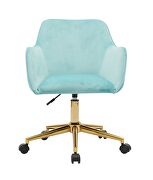 Light blue velvet fabric adjustable height office chair with gold metal legs by La Spezia additional picture 5