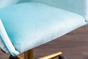 Light blue velvet fabric adjustable height office chair with gold metal legs by La Spezia additional picture 7