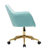 Light blue velvet fabric adjustable height office chair with gold metal legs by La Spezia additional picture 8