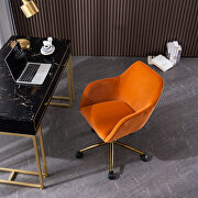 Orange velvet fabric adjustable height office chair with gold metal legs by La Spezia additional picture 13
