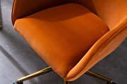Orange velvet fabric adjustable height office chair with gold metal legs by La Spezia additional picture 4