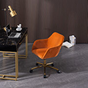 Orange velvet fabric adjustable height office chair with gold metal legs by La Spezia additional picture 6