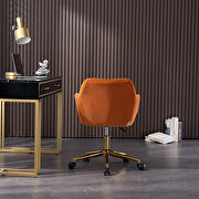 Orange velvet fabric adjustable height office chair with gold metal legs by La Spezia additional picture 8