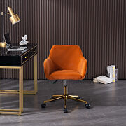 Orange velvet fabric adjustable height office chair with gold metal legs by La Spezia additional picture 9