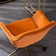 Orange velvet fabric adjustable height office chair with gold metal legs by La Spezia additional picture 10