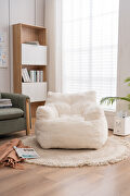 Ivory white teddy fabric soft tufted foam bean bag chair by La Spezia additional picture 3