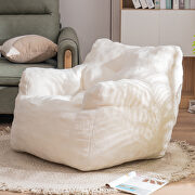 Ivory white teddy fabric soft tufted foam bean bag chair by La Spezia additional picture 4