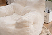 Ivory white teddy fabric soft tufted foam bean bag chair by La Spezia additional picture 6