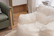 Ivory white teddy fabric soft tufted foam bean bag chair by La Spezia additional picture 7