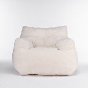 Ivory white teddy fabric soft tufted foam bean bag chair by La Spezia additional picture 9