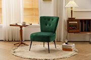 Tufted back velvet fabric farmhouse slipper chair in dark green by La Spezia additional picture 7