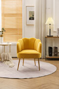 Yellow velvet fabric accent chair with gold legs by La Spezia additional picture 4