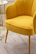 Yellow velvet fabric accent chair with gold legs by La Spezia additional picture 5