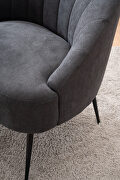 Cotton linen fabric accent chair with black metal legs in dark gray by La Spezia additional picture 4