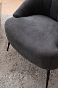 Cotton linen fabric accent chair with black metal legs in dark gray by La Spezia additional picture 9