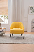 Cotton linen fabric accent chair with black metal legs in yellow by La Spezia additional picture 6