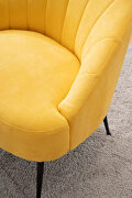Cotton linen fabric accent chair with black metal legs in yellow by La Spezia additional picture 7