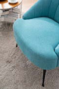 Cotton linen fabric accent chair with black metal legs in light blue by La Spezia additional picture 6